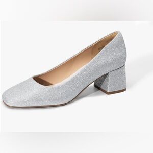 Dream Pairs Glittery Silver Block Heels Size 8